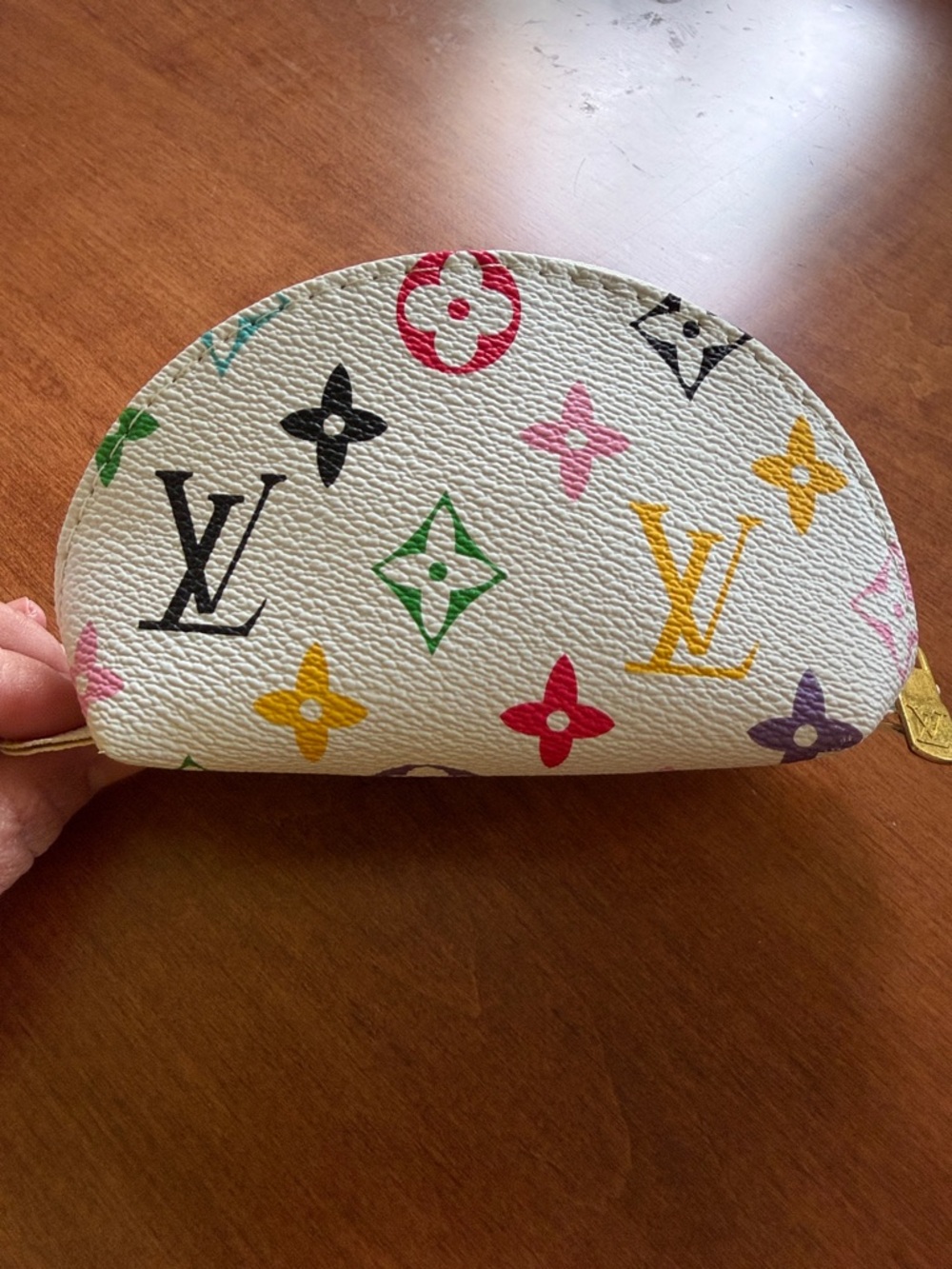 Louis Vuitton White Multicolor Monogram Half-Moon Change Pouch